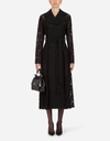 Dolce & Gabbana Lace And Crepe Double-breasted Coat In Black