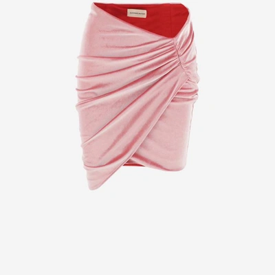 Alexandre Vauthier Ruched Velvet Skirt In Pink
