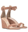 GIANVITO ROSSI PORTOFINO SUEDE WEDGE SANDALS,P00530202