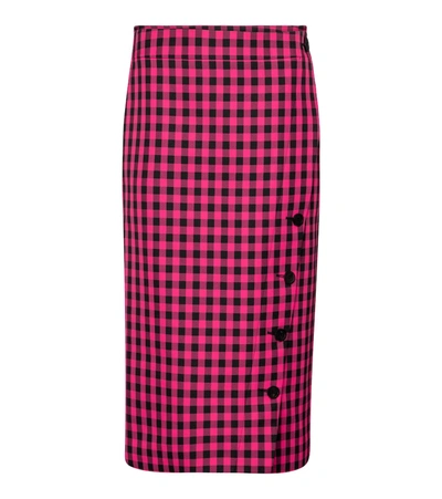 Balenciaga Gingham-check Twill Pencil Skirt In Pink