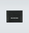 Balenciaga Logo-print Grained Leather Card Holder Accessories In Black