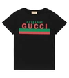 GUCCI LOGO COTTON JERSEY T-SHIRT,P00535520