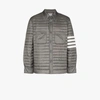 Thom Browne Medium Grey Down Fill 4-bar Shirt Jacket In Grey