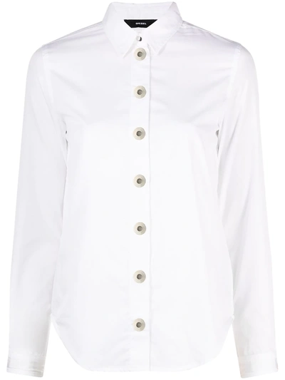 Diesel Maxi Snap-fastened Shirt In White