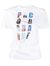 Rabanne Logo-print Gathered T-shirt In White