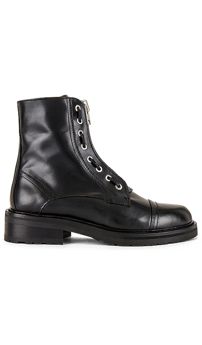 Allsaints Ariel Leather Zip Combat Boots In Black