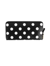 Comme Des Garçons Dots Printed Leather Line Zip Around In Black