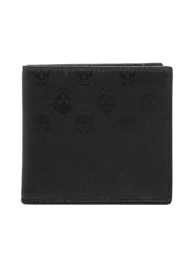 Alexander Mcqueen Skull Print Leather Bifold Wallet In Black