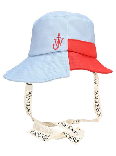 Jw Anderson Asymmetric Bucket Hat In Red/blue ModeSens