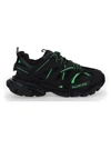Balenciaga Black & Green Track Sneakers In Black Green