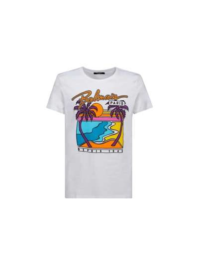 Balmain Printed &amp; Rubber T-shirt In White