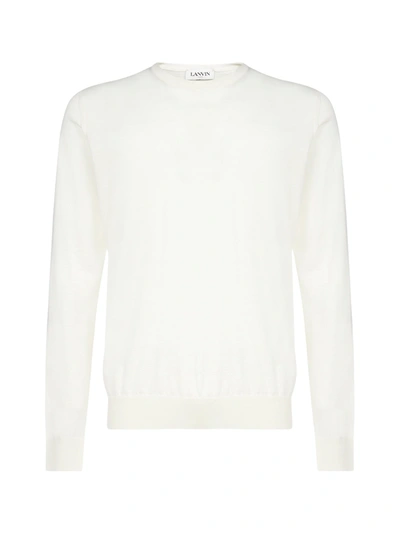 Lanvin Back-logo Wool Sweater In Off White