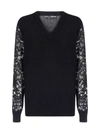 DOLCE & GABBANA LACE-SLEEVES WOOL jumper,FX962T JAM7ON0000
