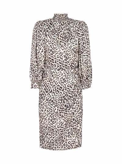Alice And Olivia Jerilyn Shirred Leopard-print Cupro-blend Jacquard Dress