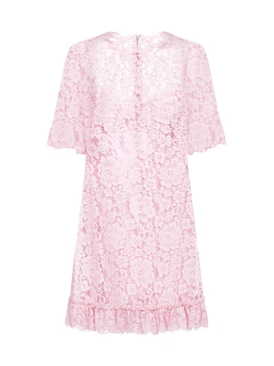 Dolce & Gabbana Lace Dress In Rosa