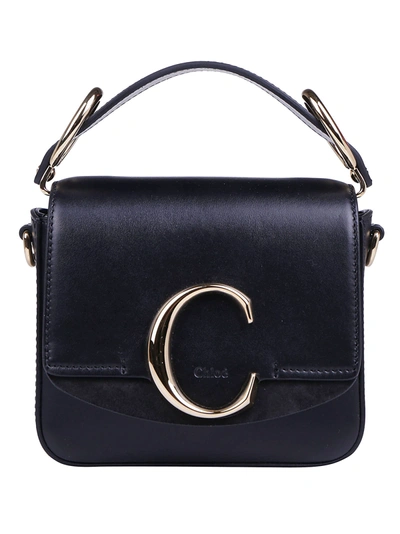 Chloé The C Mini Leather And Suede Shoulder Bag In Black