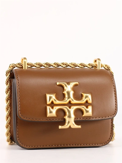 Tory Burch Eleanor Small Brown Leather Shoulder Bag In Beige