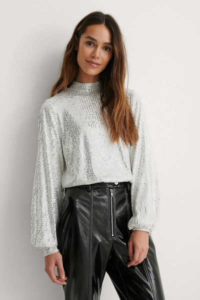 Lizzy X Na-kd Sequin Blouse - Silver