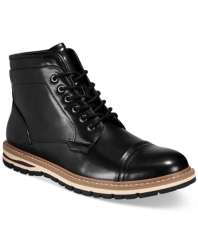 Alfani Men's Travis Cap-toe Lace-up Boots, Created For Macy's Men's Shoes In Black