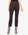 Sanctuary Social Standard High Waist Coated Ankle Skinny Jeans In Redwood Plaid
