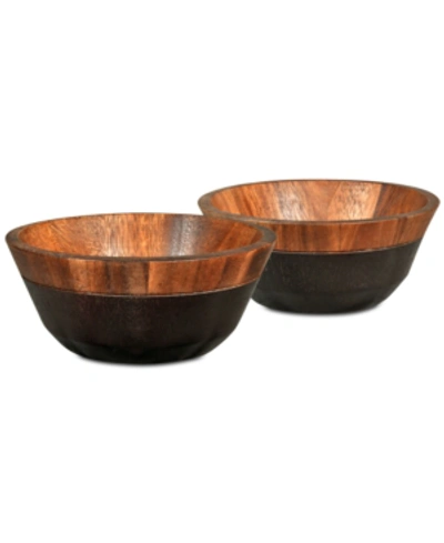 Noritake Serveware, Set Of 2 Kona Wood Small Bowls In Brown