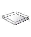 CLASSIC TOUCH LARGE SQUARE MIRRORED TRAY WITH CHROME RAILS