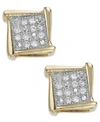 Macy's Diamond Accent Square Stud Earrings In 10k White, Yellow Or Rose Gold In Yellow Gold