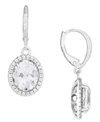 Macy's Simulated Cubic Zirconia Oval Drop Earrings In Silver Plate In Silver