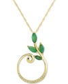 Macy's Emerald (5/8 Ct. T.w.) & Diamond (1/20 Ct. T.w.) 18" Pendant Necklace In 14k Gold In Emerald