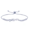 Macy's Diamond Accent Mom Adjustable Bolo Bracelet In Silver Plate Or Gold Plate In Silver