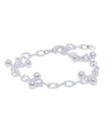 Macy's Silver Plated Bead Open Link Bracelet In Silver