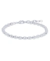 Macy's Silver Plated Oval Bead Link Bracelet In Silver