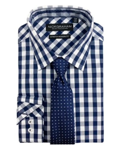 Nick Graham Men's Modern Fit Dress Shirt And Tie Set In Navy