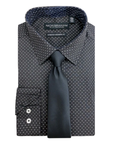 Nick Graham Men's Modern Fit Dress Shirt And Tie Set In Black