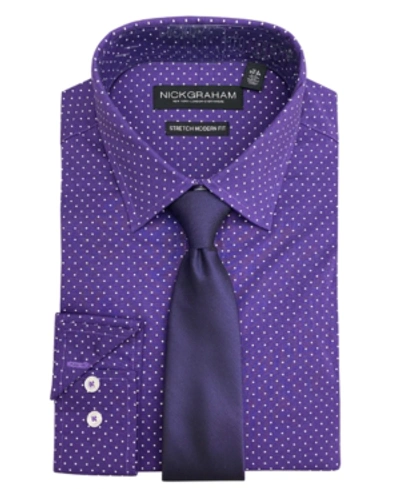 Nick Graham Men's Modern Fit Dress Shirt And Tie Set In Purple
