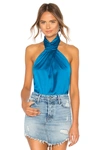 Superdown Amerie Pleated Halter Top In Blue