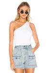 Superdown Devonne One Shoulder Bodysuit In White