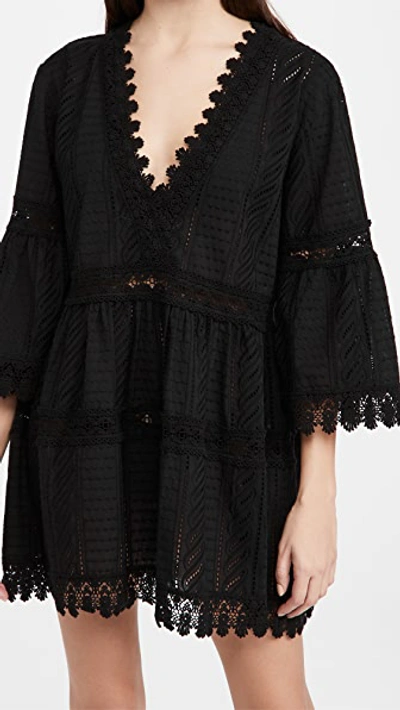 Melissa Odabash Victoria Lace-trimmed Broderie Anglaise Cotton Mini Dress In Black