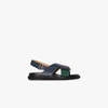 MARNI BLUE MULTICOLOURED FUSSBETT COLOUR BLOCK LEATHER SANDALS,FBMS005201P361416104896