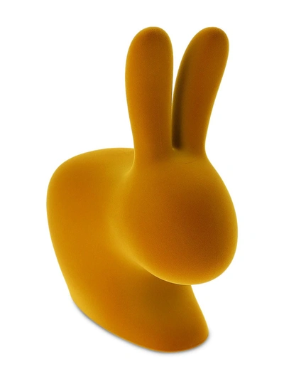 Qeeboo Kids' Velvet-effect Rabbit Baby Chair In Yellow
