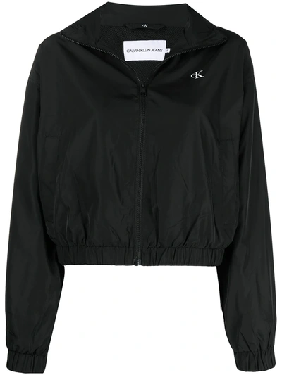 Ck Calvin Klein Logo-print Rain Jacket In Black