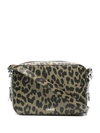 GANNI LEOPARD PRINT RECYCLED LEATHER CAMERA BAG