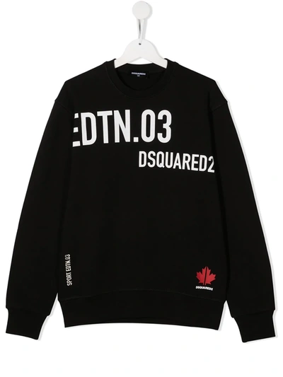 Dsquared2 Kids' Multi-logo Print Sweatshirt In Black