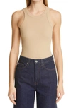 Totême Espera Ribbed Stretch Organic Cotton Tank In Beige