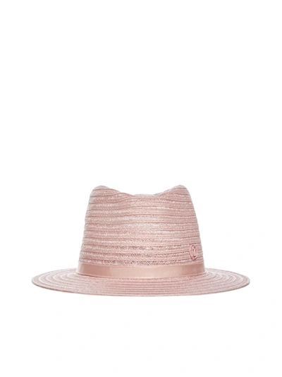 Maison Michel Andre Woven Fedora Hat In Pink