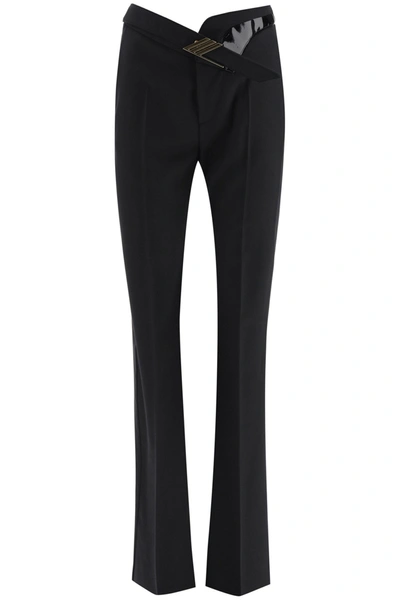 Attico Palazzo Trousers With Belt In Black