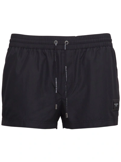 Dolce & Gabbana Drawstring Waist Boxer Shorts In Black