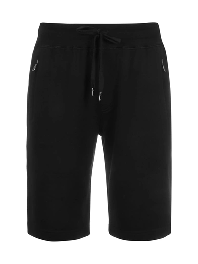 Dolce & Gabbana Logo-plaque Cotton-jersey Shorts In Black