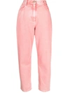 Balmain Acid Wash Boyfriend Jeans W/ B Rivet In Light Pink