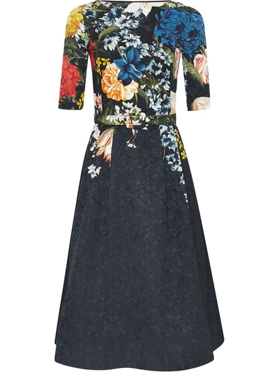 Oscar De La Renta Women's Textured Floral Jacquard Dress In Midnight